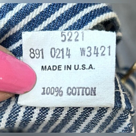 Vintage OshKosh B'Gosh Womens Pin Stripe Denim Vestback Bib Overalls~26x33~USA - Picture 8 of 8